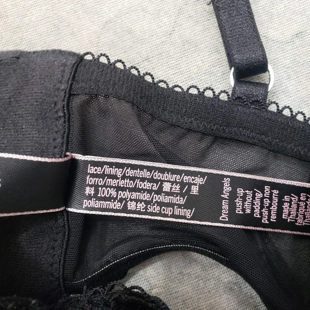 Victoria's Secret Bra Women 32C Black Lace Dream Angels Push Up